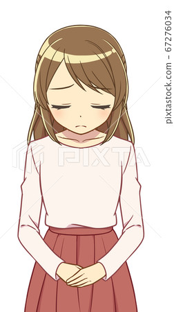 Woman in plain clothes apologize 67276034