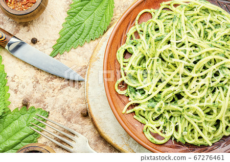 Pasta with sauce pesto 67276461