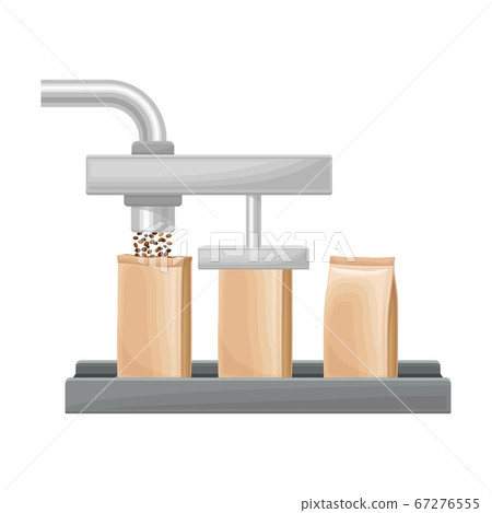 Roasted Coffee Beans Sorting in Paper Bags with Conveyer Belt Vector Illustration Roasted Coffee Beans Sorting in Paper Bags with Conveyer Belt Vector Illustration 67276555