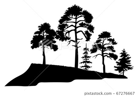 Silhouette Of Trees With Leaves Isilated On Stock Illustration