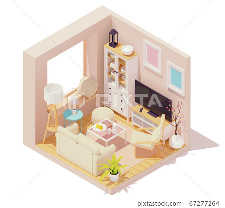 Vector isometric living room interior Vector isometric living room interior 67277264