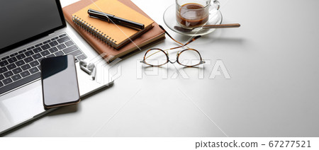 Portable workspace with copy space, smartphone, 67277521