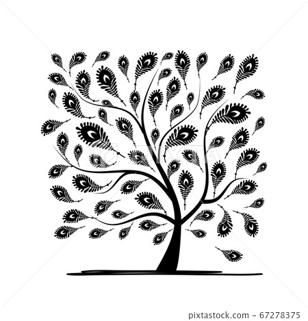 Art tree with peacock feather for your design 67278375