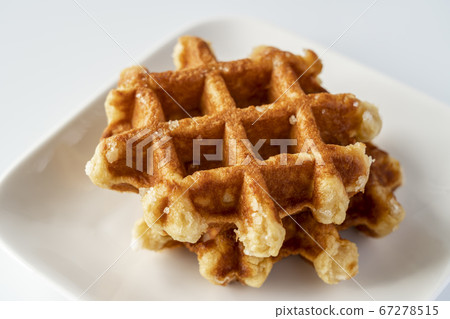 Waffle prepared for tea time [white background] 67278515