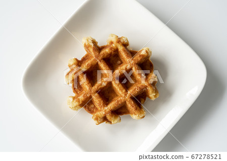 Waffle prepared for tea time [white background] 67278521