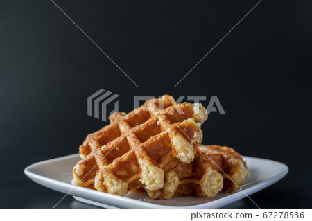 Waffle prepared for tea time [black background] 67278536