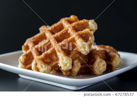 Waffle prepared for tea time [black background] 67278537