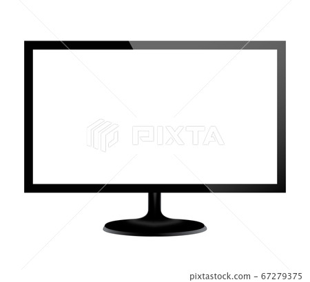 Black computer monitor on white background 67279375