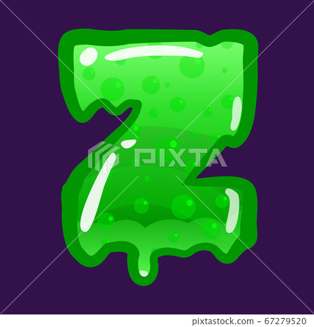 Slime font type letter Z latin alphabet. Green bubbling toxic mold. Vector cartoon style illustration Slime font type letter Z latin alphabet. Green bubbling toxic mold. Vector cartoon style illustration 67279520