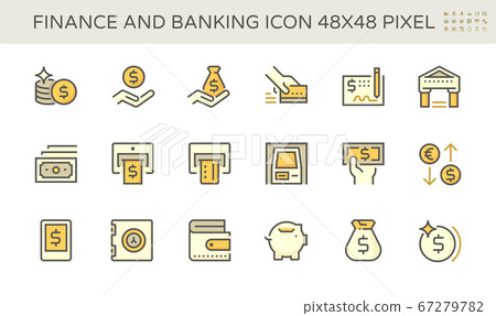 Finance and banking vector icon set design, 48X48 Finance and banking vector icon set design, 48X48 67279782