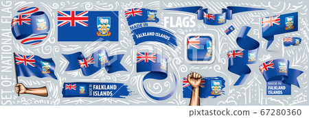 Vector set of the national flag of Falkland Islands in various creative designs 67280360