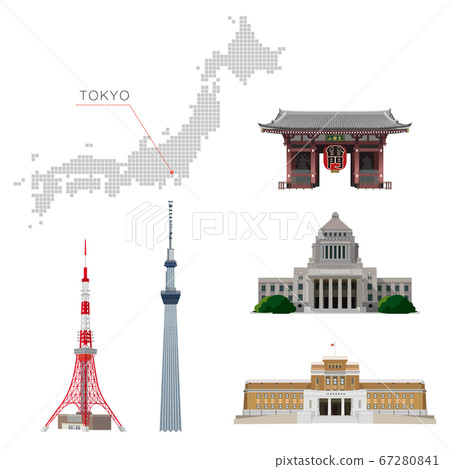 Illustration of a building in a tourist spot in Tokyo 67280841