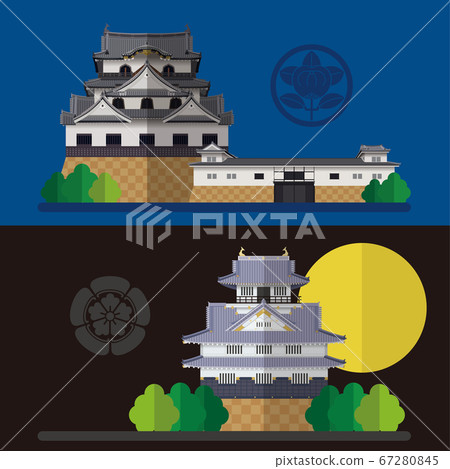 Japanese castle Hikone Castle and Gifu Castle material illustration Japanese castle Hikone Castle and Gifu Castle material illustration 67280845
