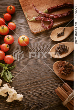 spices and vegetables in anticipation of cooking 67282212