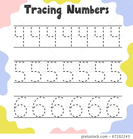 Tracing numbers activity page for kids. Preschool writing worksheet 67282243