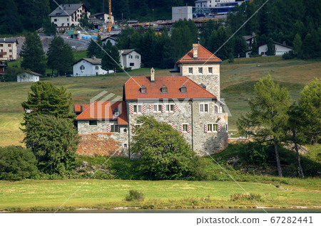 Ancient Castle Crap da Sass - Silvaplana village in Switzerland Ancient Castle Crap da Sass - Silvaplana village in Switzerland 67282441
