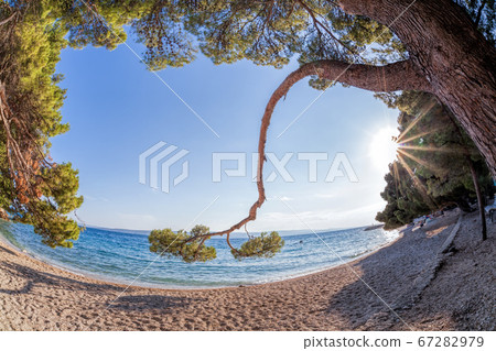 Amazing Croatian beaches against sunset in Brela, Dalmatia, Croatia 67282979