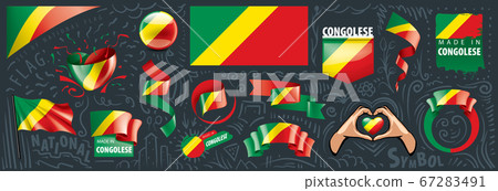 Vector set of the national flag of Congo in various creative designs Vector set of the national flag of Congo in various creative designs 67283491