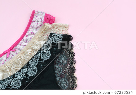 White, black and pink women underwear with lace on 67283584