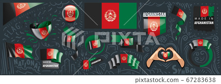 Vector set of the national flag of Afghanistan in various creative designs 67283638