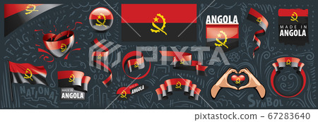 Vector set of the national flag of Angola in various creative designs 67283640