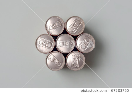 Many new aluminium cans of soda soft drink or 67283760