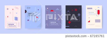 Cover geometric memphis shapes template vector set 67285761
