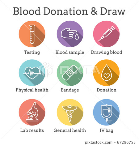 Blood testing and work icon set with syringe, Blood testing and work icon set with syringe, 67286753