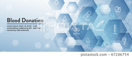 Blood testing work icon set and web header banner 67286754