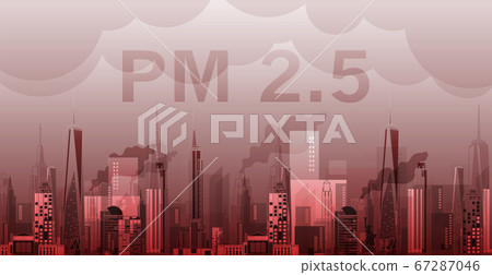 PM2.5 in city background architectural with drawings of modern for use web, magazine or poster vector design. 67287046