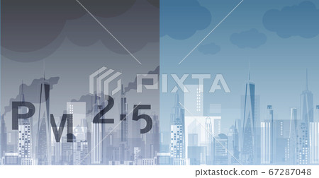 PM2.5 in city background architectural with drawings of modern for use web, magazine or poster vector design. 67287048