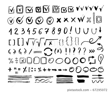 Hand drawn mark icon set isolated on white 67295072