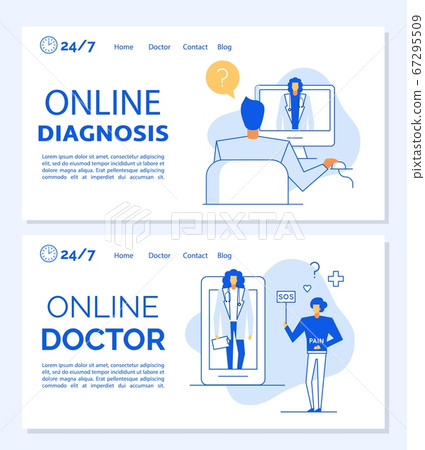 E-health digital clinic service landing page set 67295509