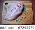 Chicken fillet with peas and bay leaves 67295579