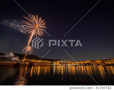 Beautiful fireworks of July 4th at Lake Las Vegas 67295782