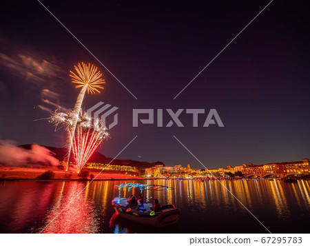 Beautiful fireworks of July 4th at Lake Las Vegas 67295783