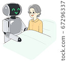 Senior woman caring for a robot 67296337