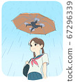 Girl using drone umbrella 67296339