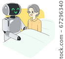 Senior woman caring for a robot 67296340