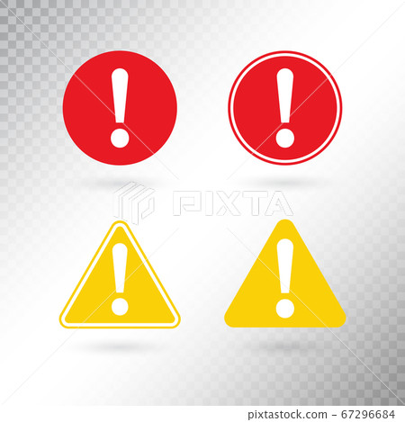 Warning symbol set. Exclamation mark in red 67296684