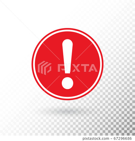 Exclamation mark in red circle isolated on 67296686