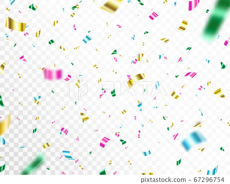 Confetti falling on transparent background. Bright 67296754