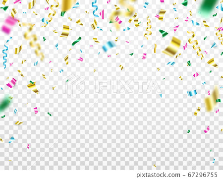 Confetti falling on transparent background. Shiny 67296755