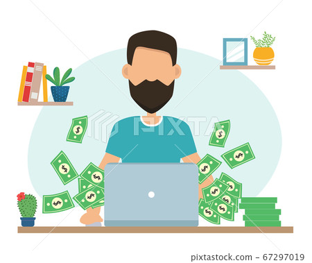 Man Hack Bank Online. Bad Money Safety, Man... - Stock Illustration ...