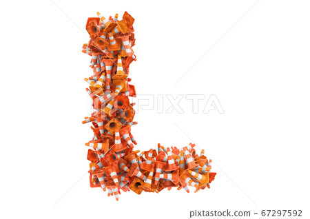 Letter L from traffic cones, 3D rendering 67297592