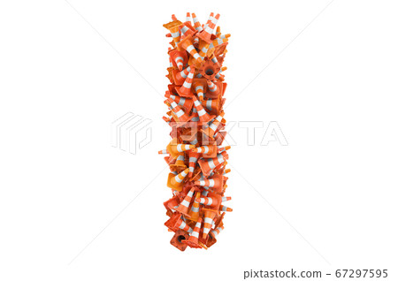 Letter I from traffic cones, 3D rendering Letter I from traffic cones, 3D rendering 67297595