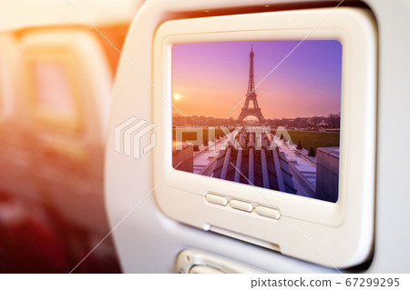 Aircraft monitor in front of passenger seat 67299295