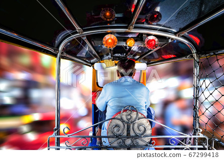 Thailand Tuk Tuk three wheel native taxi on night 67299418