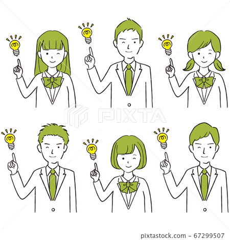 Hand-drawn 1 color Male and female blazers of active high school junior high school students Hand-drawn 1 color Male and female blazers of active high school junior high school students 67299507