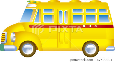 Yellow bonnet bus with a red line on the body 67300004